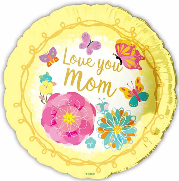 Love You Mom Yellow 18-Inch Foil Balloon