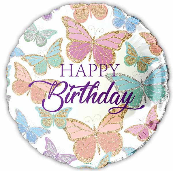 Happy Birthday Butterfly 18-Inch Foil Balloon