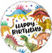 Happy Birthday Dinosaurs 18" Round Foil Balloon (5/Pk)