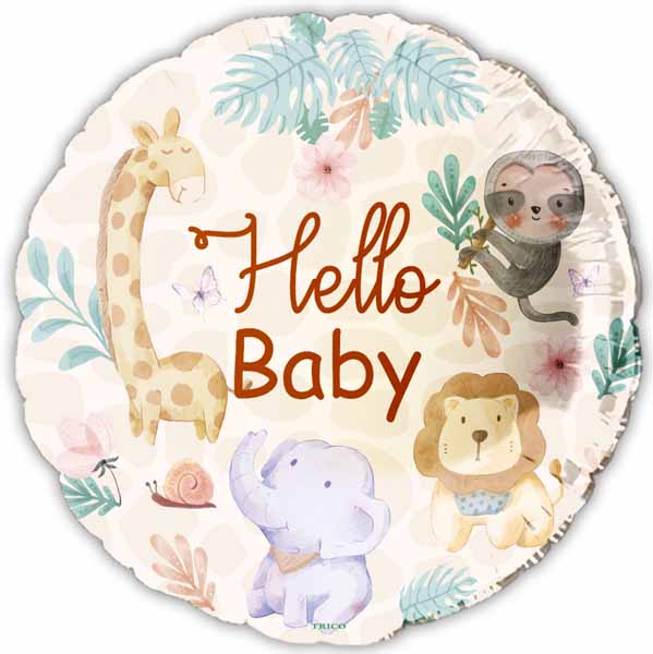 Hello Baby Animals 18-Inch Foil Balloon