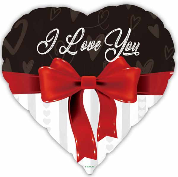 I Love You Ribbon 18-Inch Heart Foil Balloon