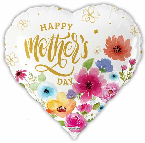 Mother's Day White Heart Foil Balloon, 18 Inch