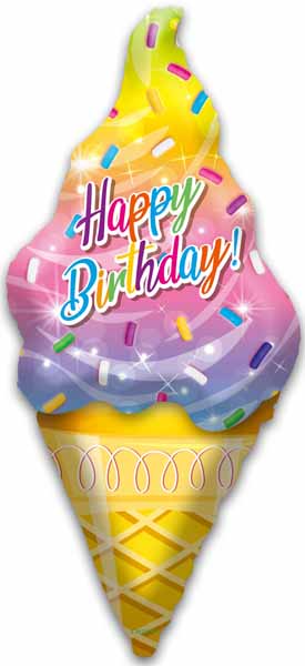 Happy Birthday Ice Cream 42" Shaped Foil Balloon