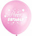12" LATEX 8/PK PINK BIRTHDAY HORNS TRICO