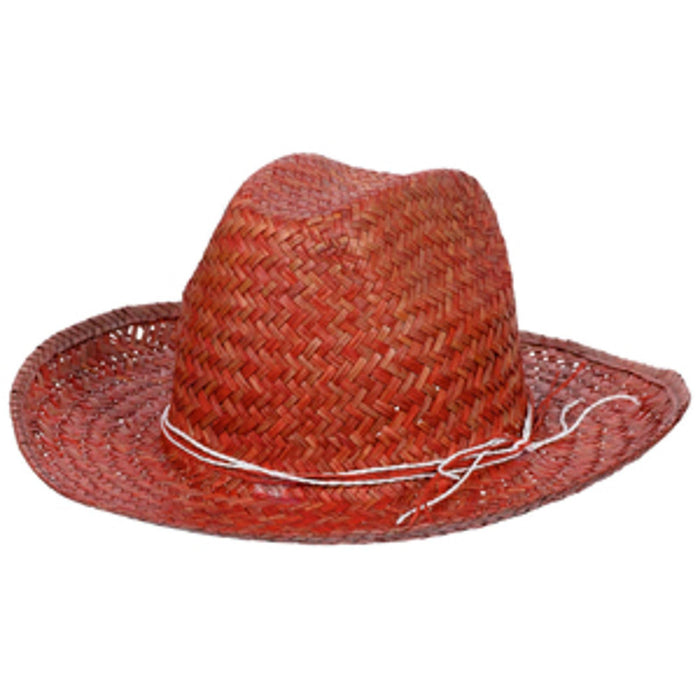 Maroon Straw Hat - Pack Of 12, One Size Fits Most