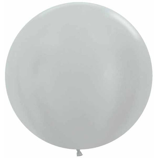 "Metallic Silver 24" Latex Balloons - Pack Of 10"