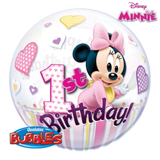 Minnie's Magical First 22" Disney Minnie Mouse 1st Birthday Bubble Balloon (3/Pk)