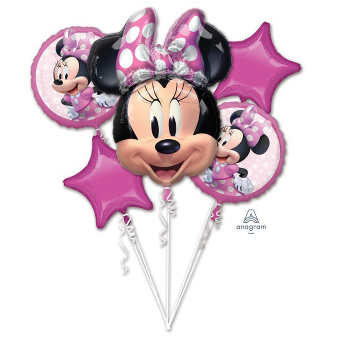 Minnie Mouse Forever Bouquet With Balloon And Mickey Plush Toy.