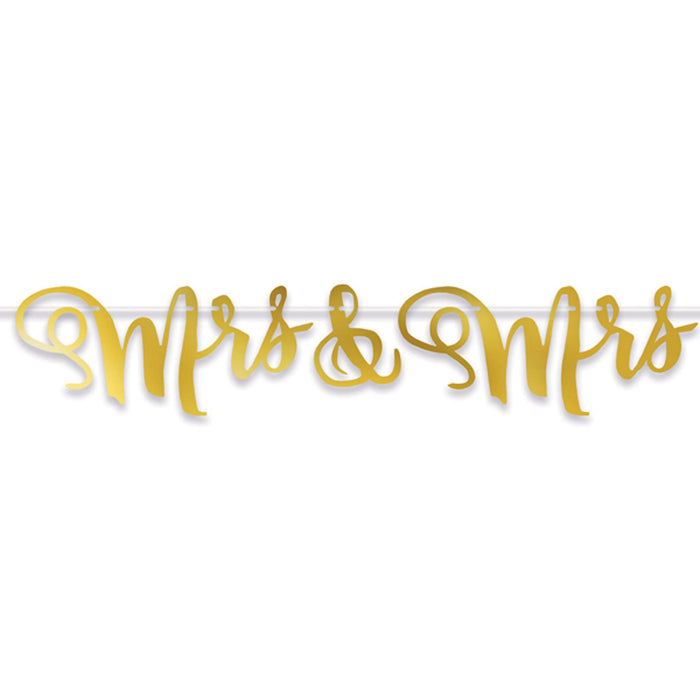 "Mrs & Mrs Foil Streamer - Elegant Wedding Decor"