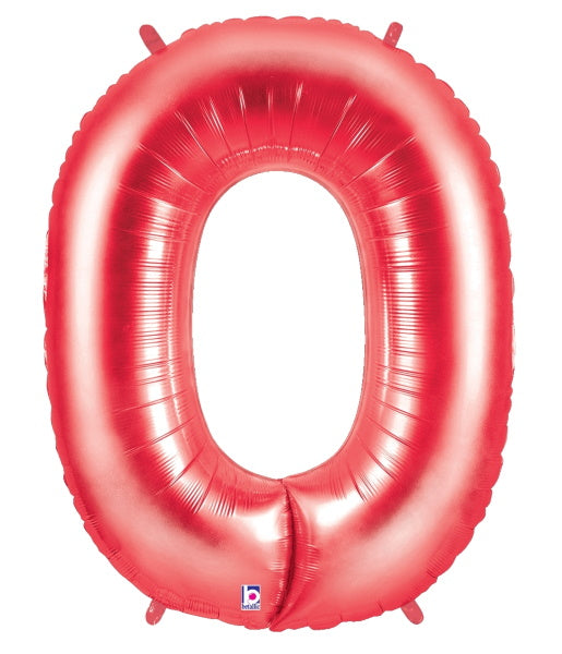 Red Number 0 Megaloon Balloon, 40 Inch
