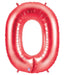 Red Number 0 Megaloon Balloon, 40 Inch