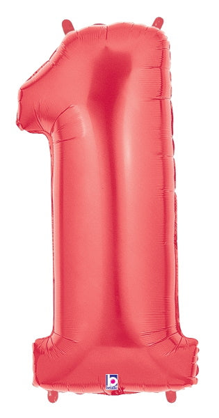 Red Megaloon Number 1 Balloon, 40 Inch