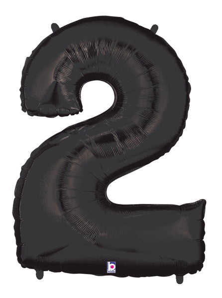 Megaloon Black Number 2 Balloon, 40 Inch