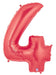 Megaloon Red Number 4 Balloon, 40 Inch