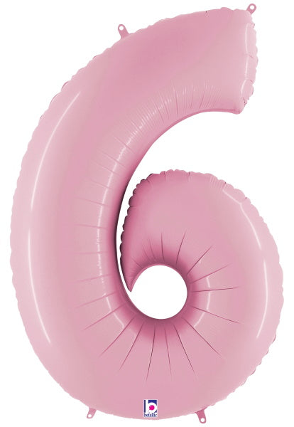 Megaloon Number 6 Pastel Pink Balloon