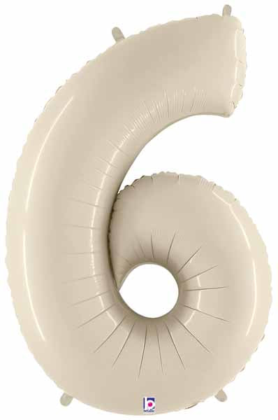 Megaloon Number 6 Balloon in White Sand, 34 Inch