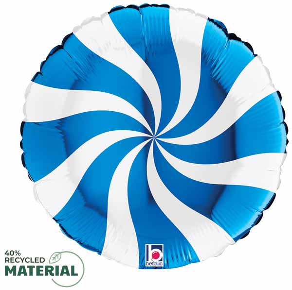 Blue Candy Swirl 18-Inch Round Foil Balloon