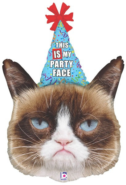 Grumpy Cat Party Face 36-Inch Holographic Foil Balloon