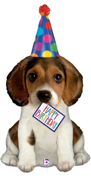 Birthday Puppy Shaped Foil Balloon, 41 Inch