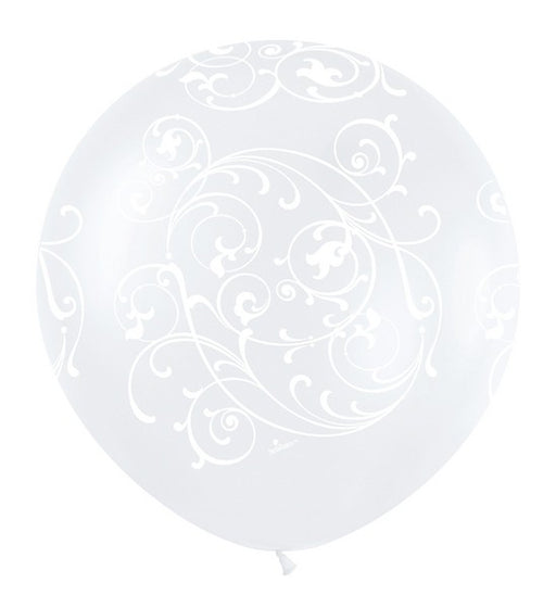 36-Inch Pearl White All-Over Filigree Latex Balloon