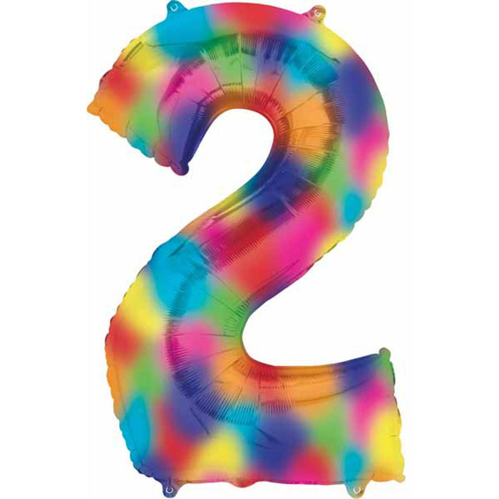 Number #2 Rainbow Splash 34" Shape Balloon