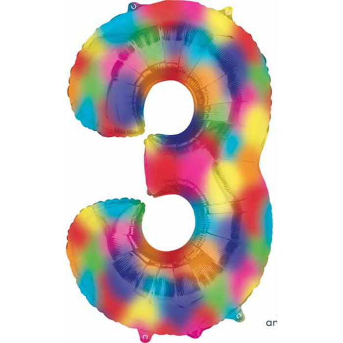 Number 3 Rainbow Splash - 34 Inch