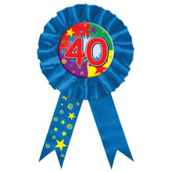 40th Birthday Bash Celebratory Rosette Pin Award Ribbon (3/Pk)