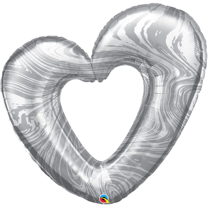 Open Marble Heart Silver 42" Shape Package.