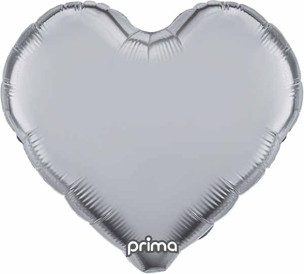 Prima Silver Heart Foil Balloon, 18 Inch