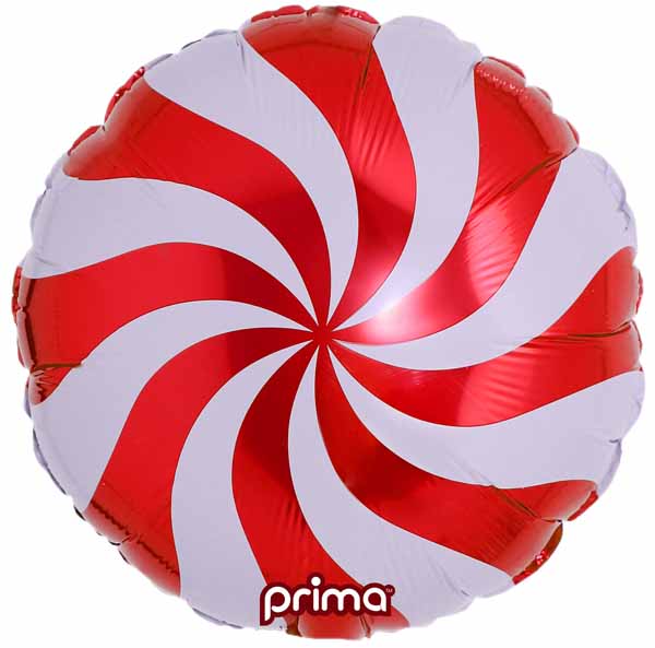 Prima 18-Inch Red Candy Swirl Foil Balloon