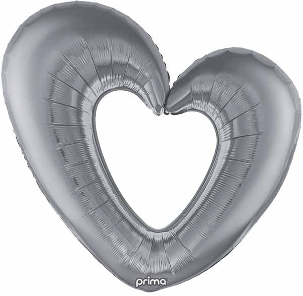 Prima Silver Open Heart Foil Balloon, 40 Inch