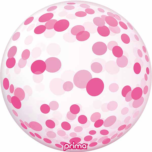 Prima Pink Confetti 20-Inch Sphere Balloon, 1 Pack