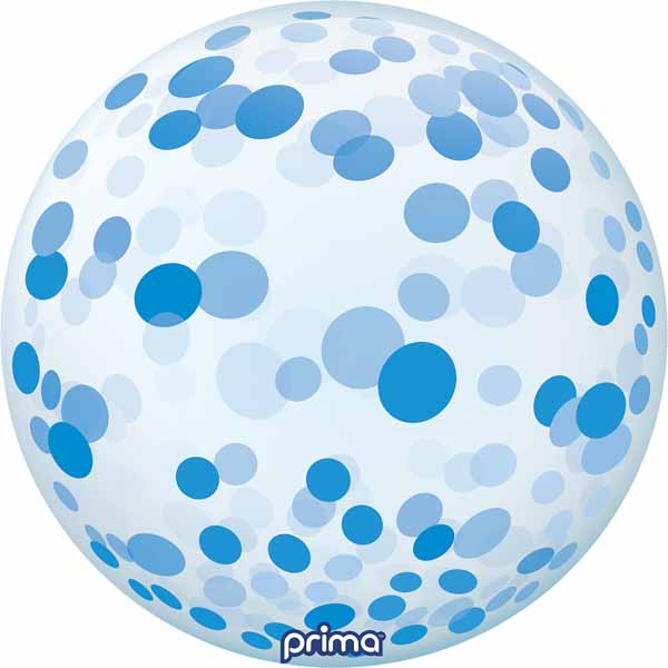 Prima Blue Confetti Sphere Balloon, 20 Inch