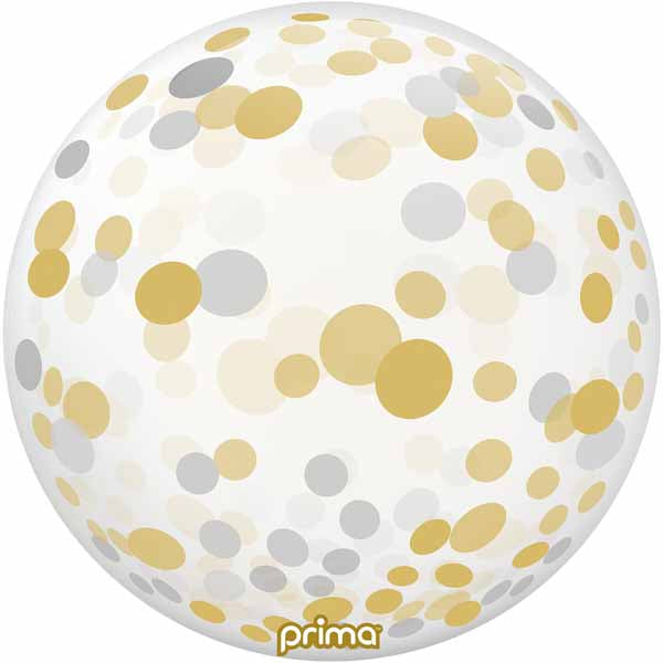 Prima 20" Gold & Silver Confetti Sphere Balloon