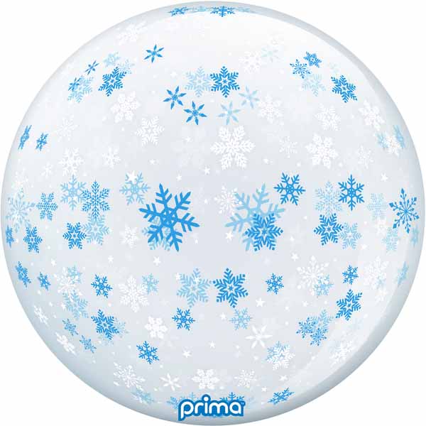 Prima Blue & White Snowflake Sphere Balloon, 20 Inch