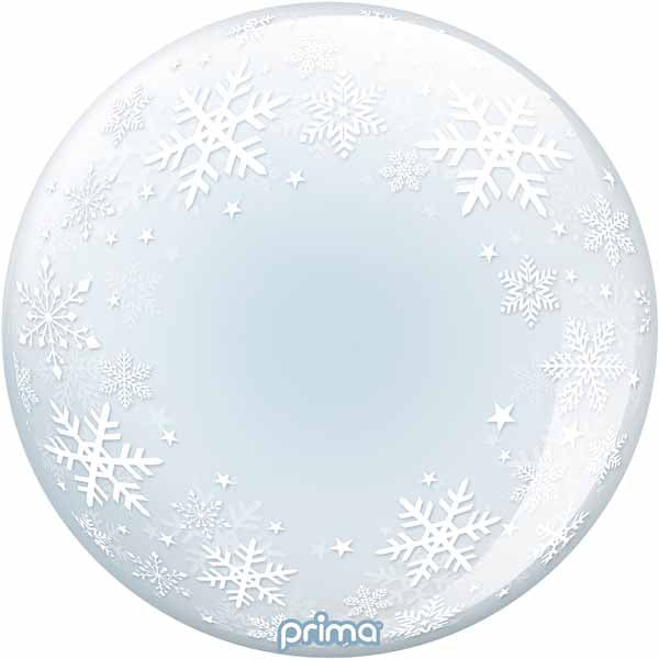 Prima White Snowflakes Sphere Balloon, 20 Inch