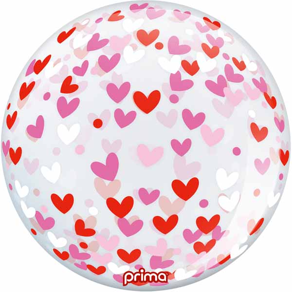 Prima Confetti Heart Sphere Balloon, 20 Inch