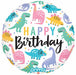 Colorful Dinos Birthday 18-Inch Round Foil Balloon