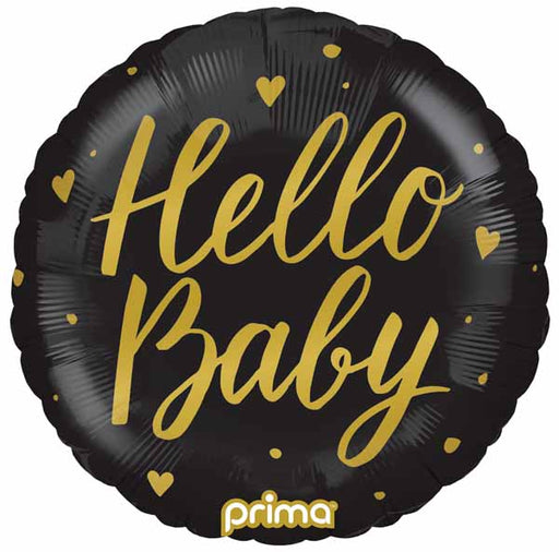 Hello Baby Black 18-Inch Round Foil Balloon
