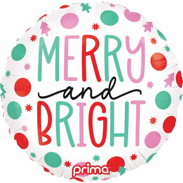 Prima Merry & Bright Dots 18-Inch Christmas Foil Balloon