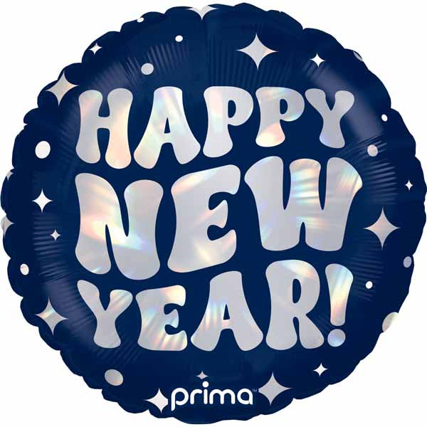 Prima Happy New Year Holographic Foil Balloon, 18 Inch