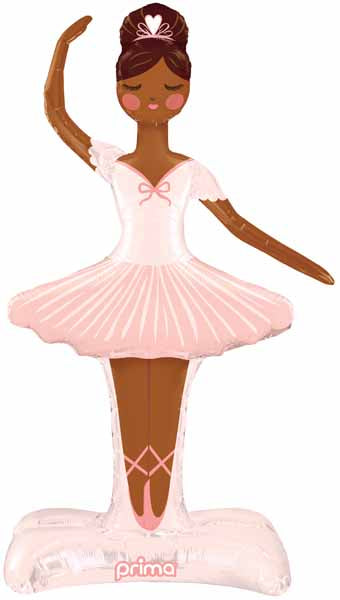 49" Prima Ballerina Foil Balloon, Dark Skin Tone