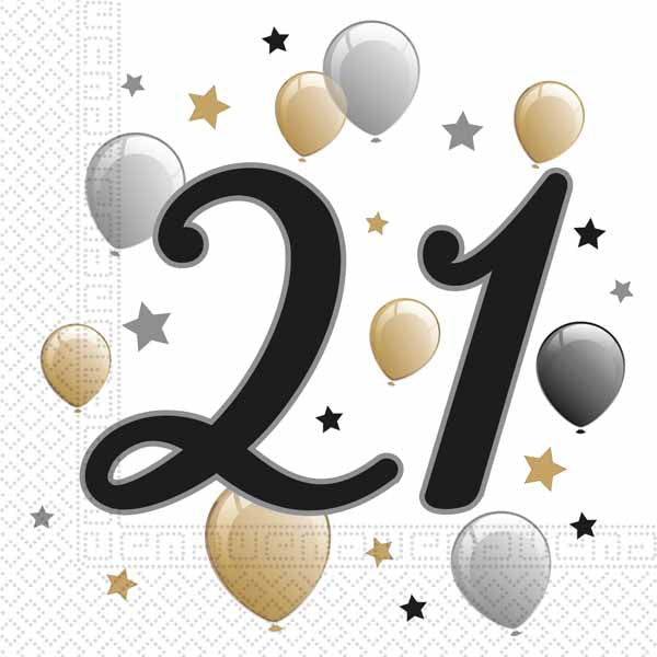 21st Birthday Milestone 2-Ply Luncheon Napkins, 20 Count