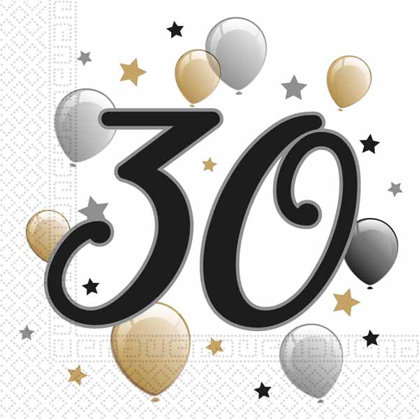 Milestone 30th Birthday 2-Ply Luncheon Napkins, 20 Count