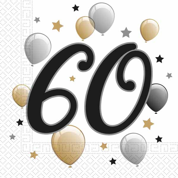 Milestone 60th Birthday 2-Ply Luncheon Napkins, 20 Count