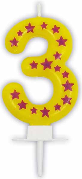 Stars Number 3 Birthday Candle