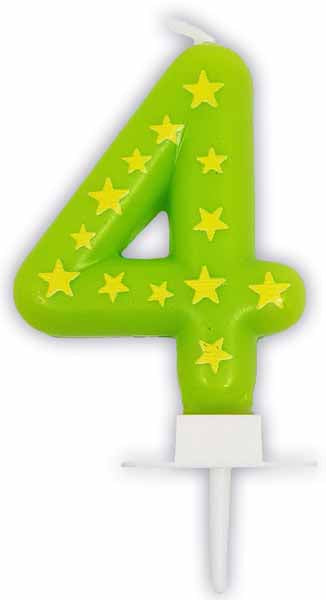 Stars Number 4 Birthday Candle