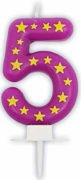 Stars Number 5 Birthday Candle