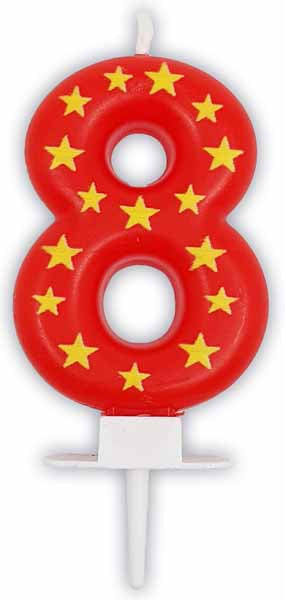 Stars Number 8 Birthday Candle