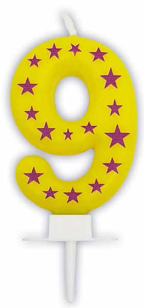 Stars Number 9 Birthday Candle